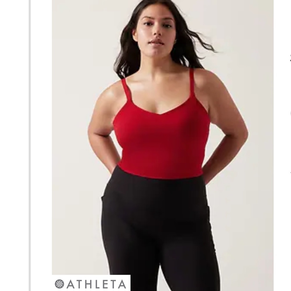 NWT 🦋Athleta Candy Red Elation V-Neck Longline Bra Crop Tank 1x D-DD